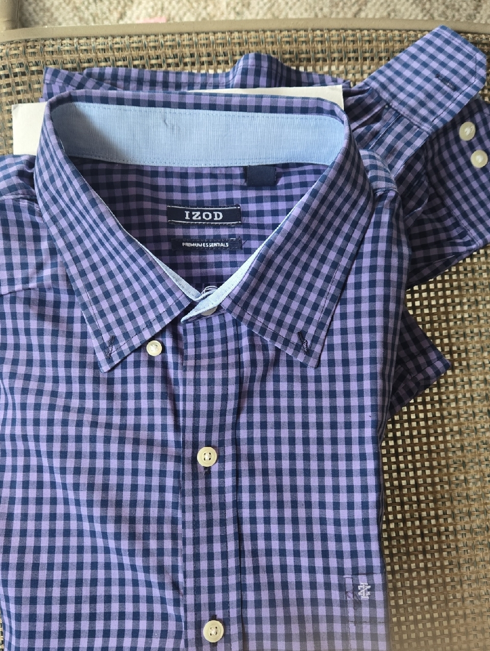 Izod Purple and Navy Check Dress Shirt